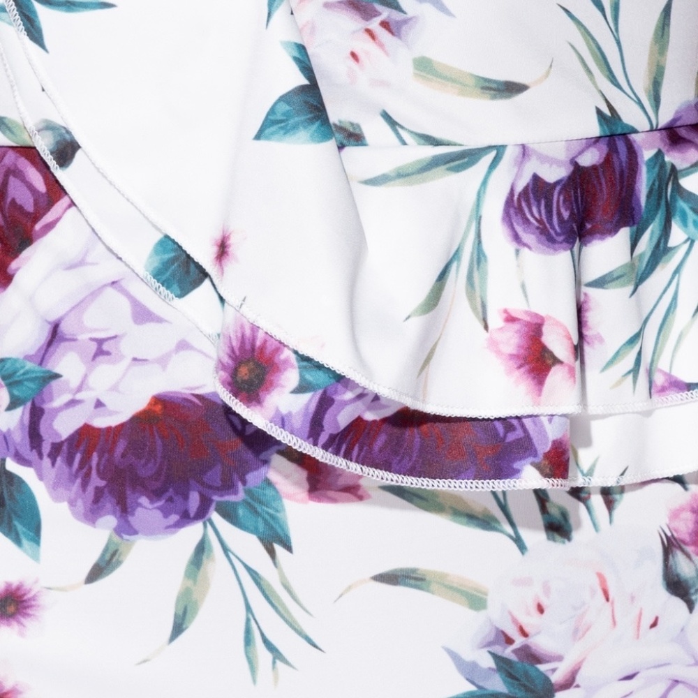 One Shoulder Floral Print Dress - Picture 9 of 10